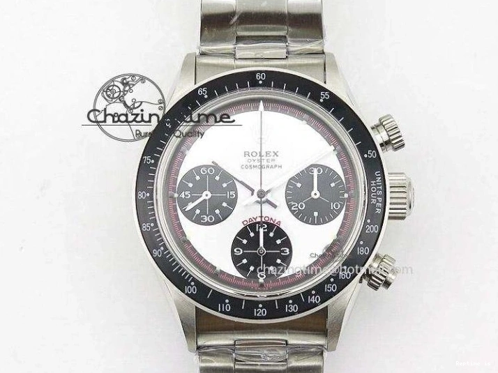 1225 Daytona Newman Sandblasted SS White Black Dial On SS Bracelet A Functional 3522